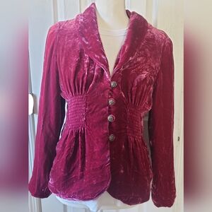 Soft Surroundings Velvet Velour Jacket in Rich Red Raspberry!!!!